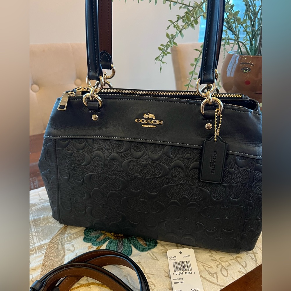 Coach Signature Leather Brooke Navy Blue F25952